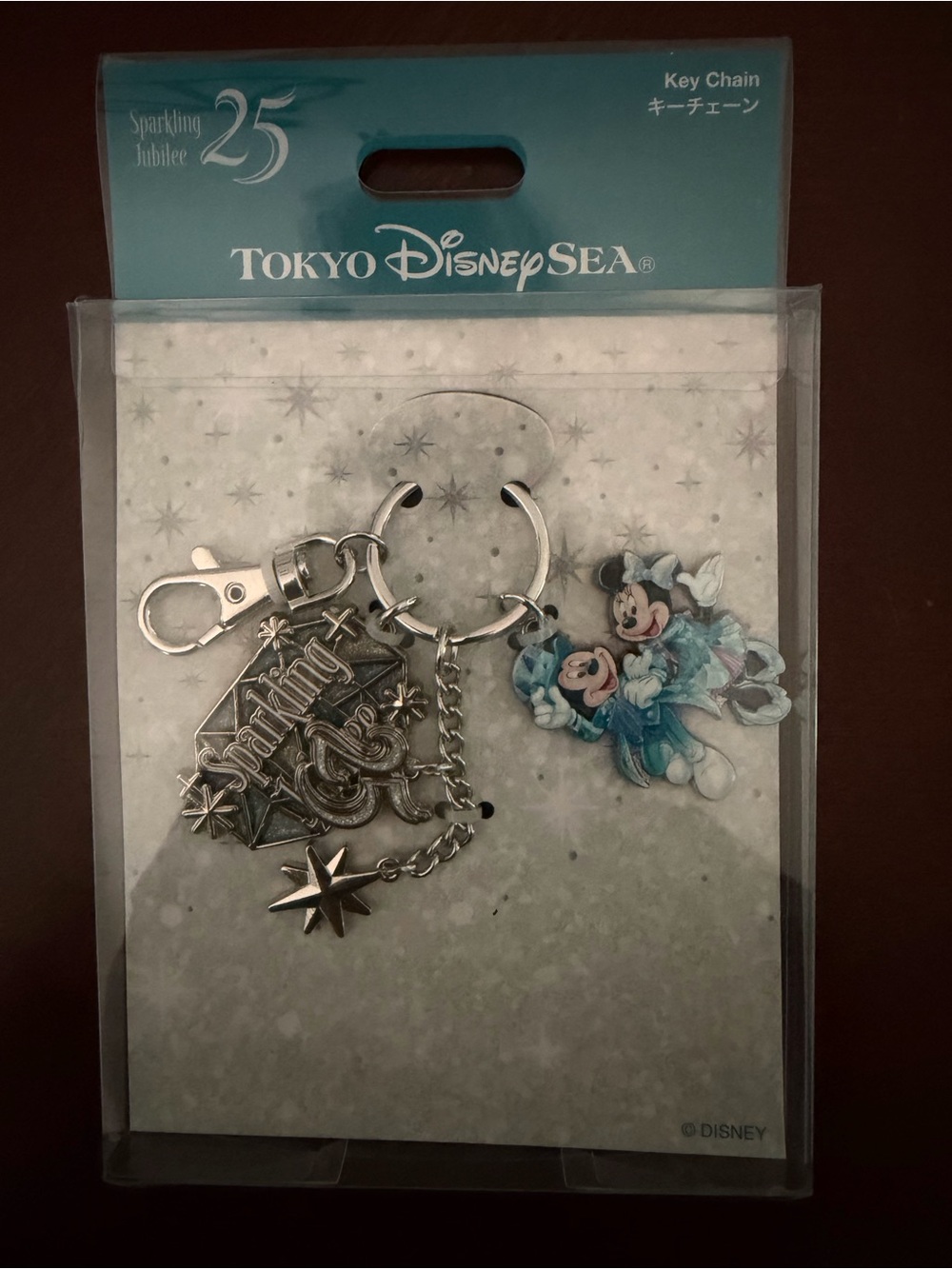 Disney Sea 25th Anniversary Sparkling Jubilee Keychain Mickey & Minnie Unopened